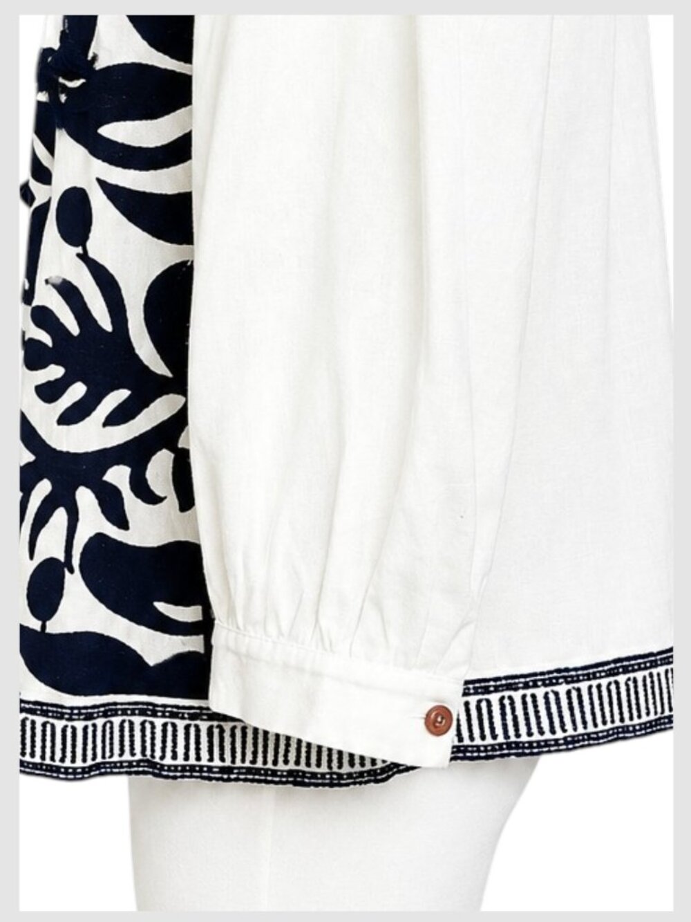 Anthropologie Maeve Liyah Blouse Navy Blue White Embroidered Square Neck S 6 - Picture 7 of 9